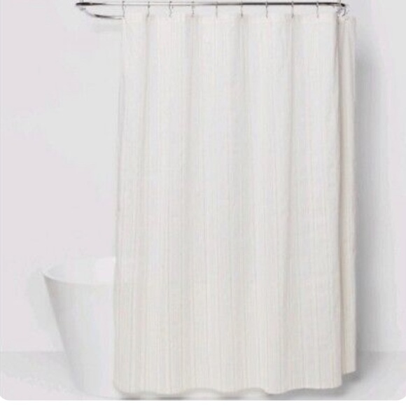 NWT threshold tan striped variegated shower curtain 72”x72” - Picture 1 of 7